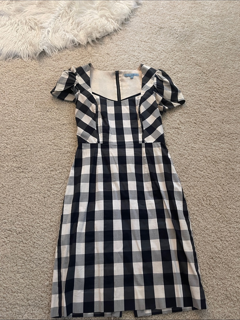 ANTONIO MELANI Black and White Gingham Midi Dress